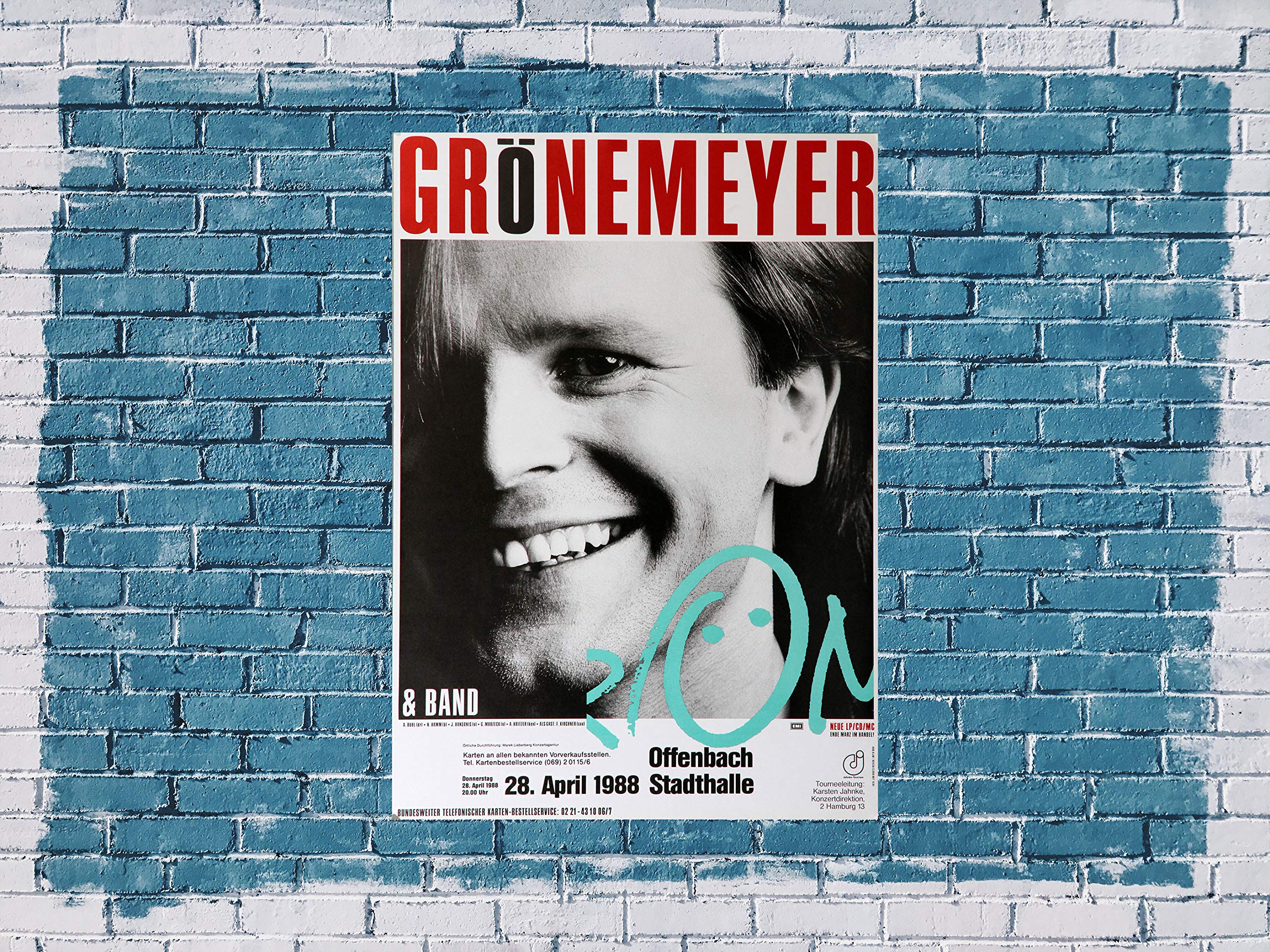 Premium Poster/Plakat | DIN A1 | Wanddeko | Live Konzert Veranstaltung » Grönemeyer & Band, Offenbach 1988 «