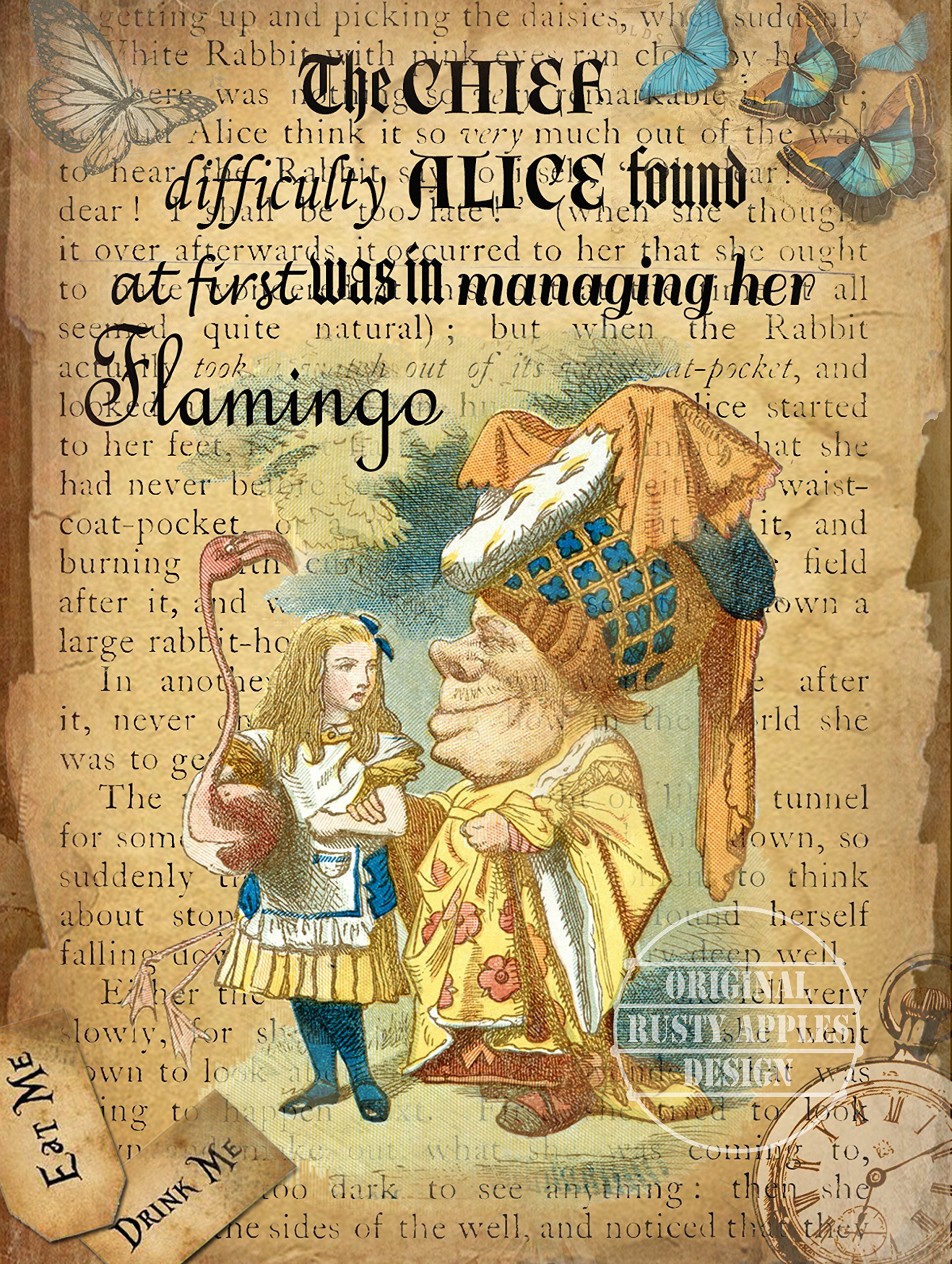 The Rusty Apples Metal Sign Co Pink Alice In Wonderland The Flamingo Stunning – Vintage - Style Metal Sign (8” X 6” 200 X 150 Mm)