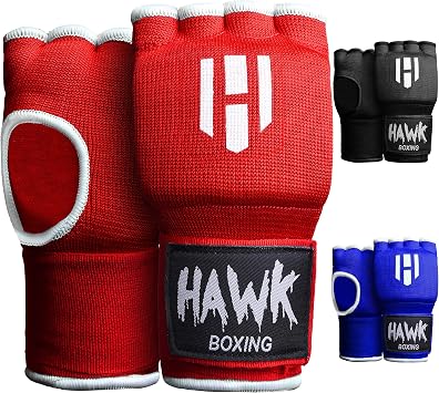 Hawk Padded Inner Gloves Training Gel Elastic Hand Wraps for Boxing Gloves Quick Wraps Men & Women Kickboxing Muay Thai MMA Bandages Fist Knuckle Wrist Wrap Protector Handwraps Pair