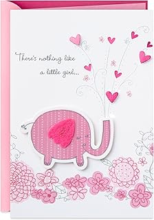 Hallmark Baby Shower Card for Girl (Pink Elephant) Welcome New Baby Girl, Congratulations