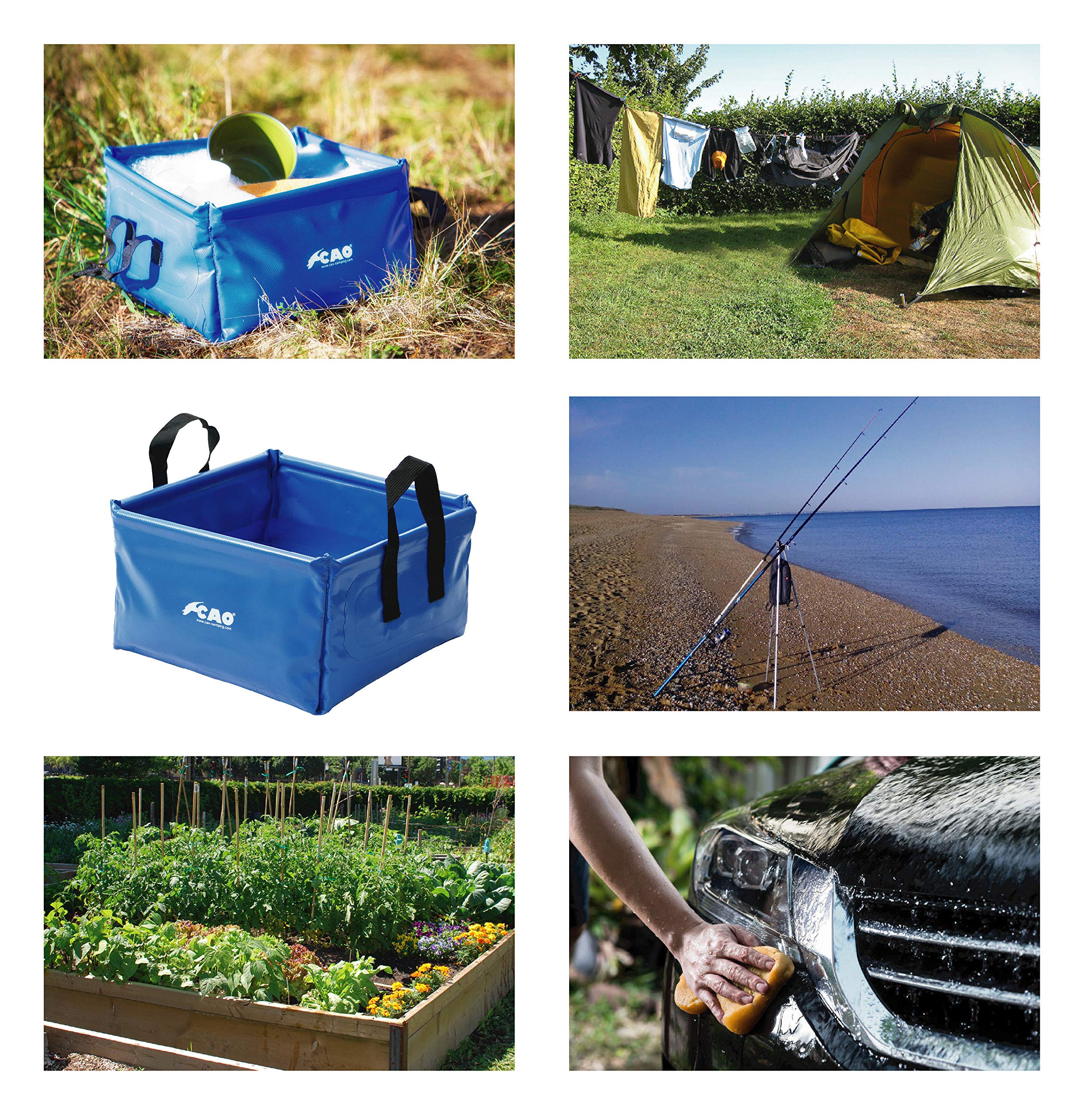 Cao - Bacinella Quadrata da Campeggio, 12 L, Colore: Blu