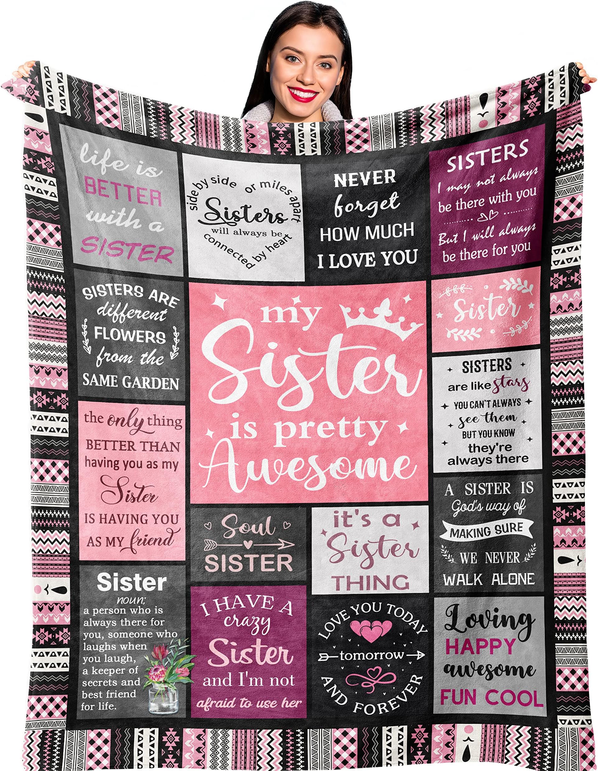 - Ruvinzo Sister Gifts from Sis, Sisters Birthday Gift Idea, Best Sister Ever Gift for Women, Birthday Gifts for Sisters, Sis Soft Throw Blanket 60" x 50"