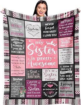 Ruvinzo Sister Gifts from Sis, Sisters Birthday Gift Idea, Best Sister Ever Gift for Women, Birthday Gifts for Sisters, Sis Soft Throw Blanket 60 x 50