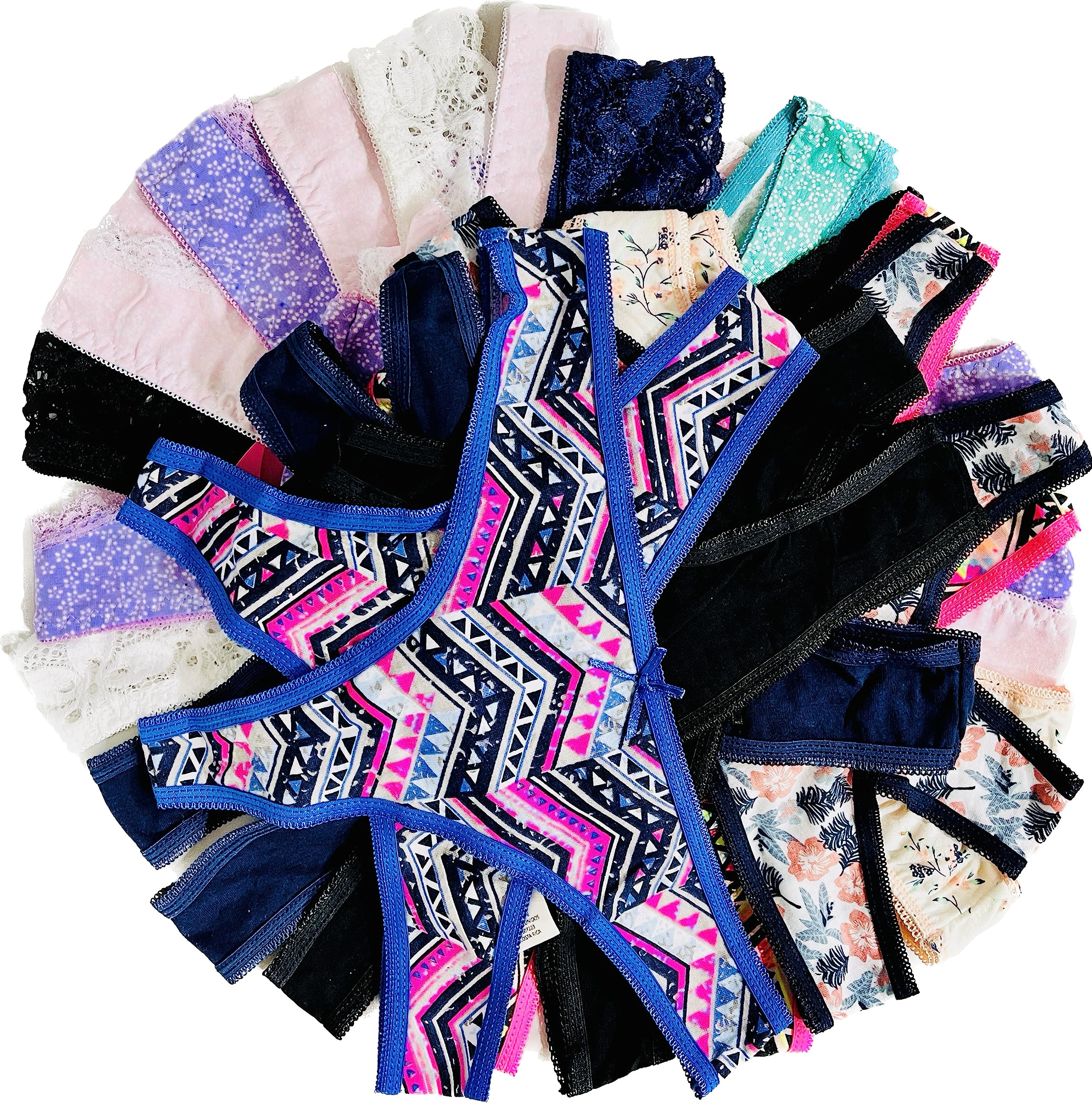 Levocia Varieties Women Thong Pack Lacy Tanga T-Back G-String Bikini Underwear Panties Large 36 Pcs