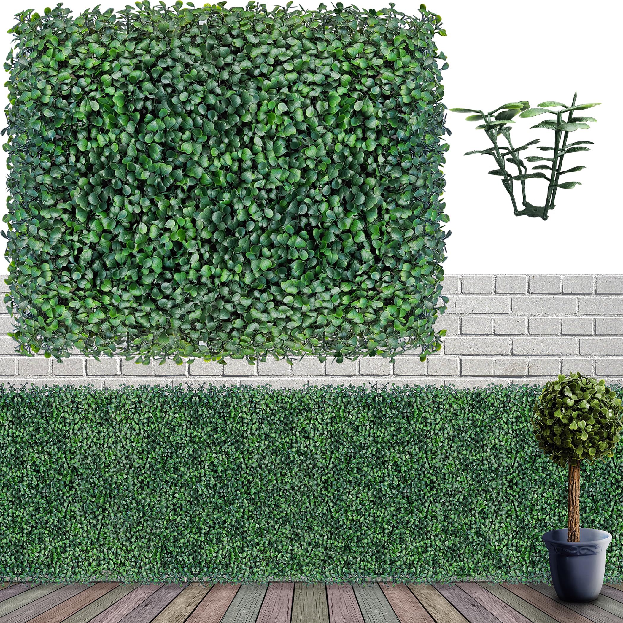 ODTORY Artificial Grass Wall Panels Backdrop,16 X 12 in 12P (16 sqft) UV-Anti More Dense Greenery Boxwood Panels for Indoor Outdoor Green Wall Decor & Ivy Fence Covering Privacy