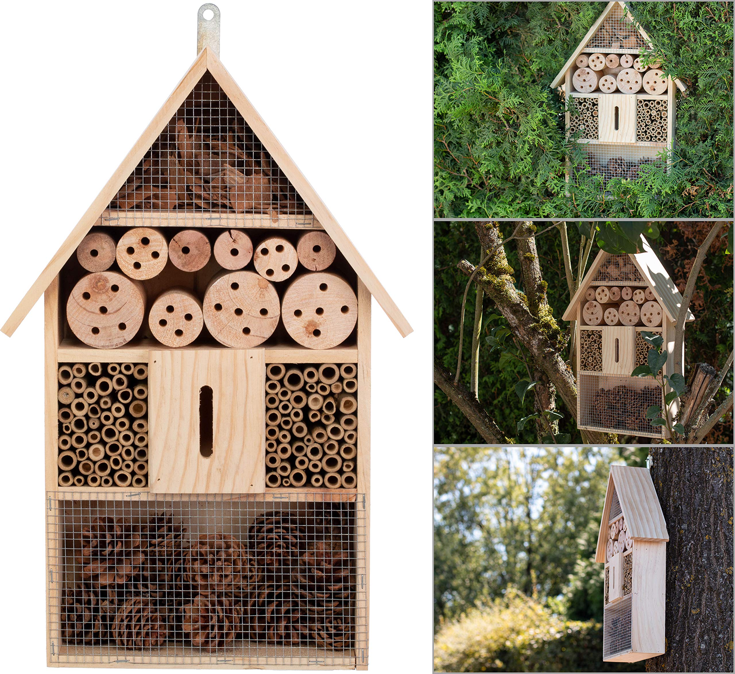 Casetta Per Insetti XXL In Legno - Rifugio Per Api, Farfalle E Coccinelle 48x31x10 Cm - Foto 6