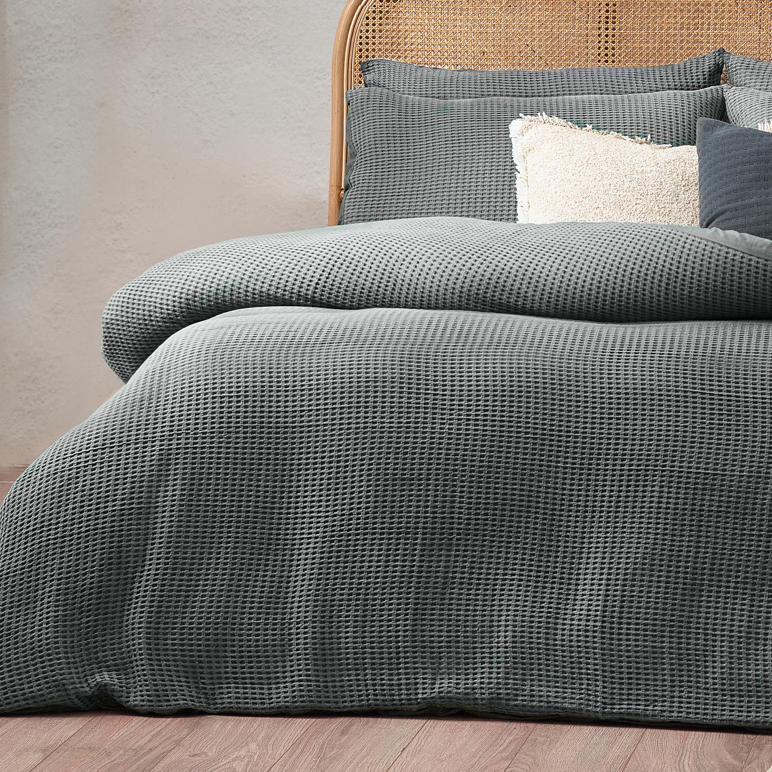 Yard Chunky Waffle 100% Cotton Duvet Cover Set - Image 4