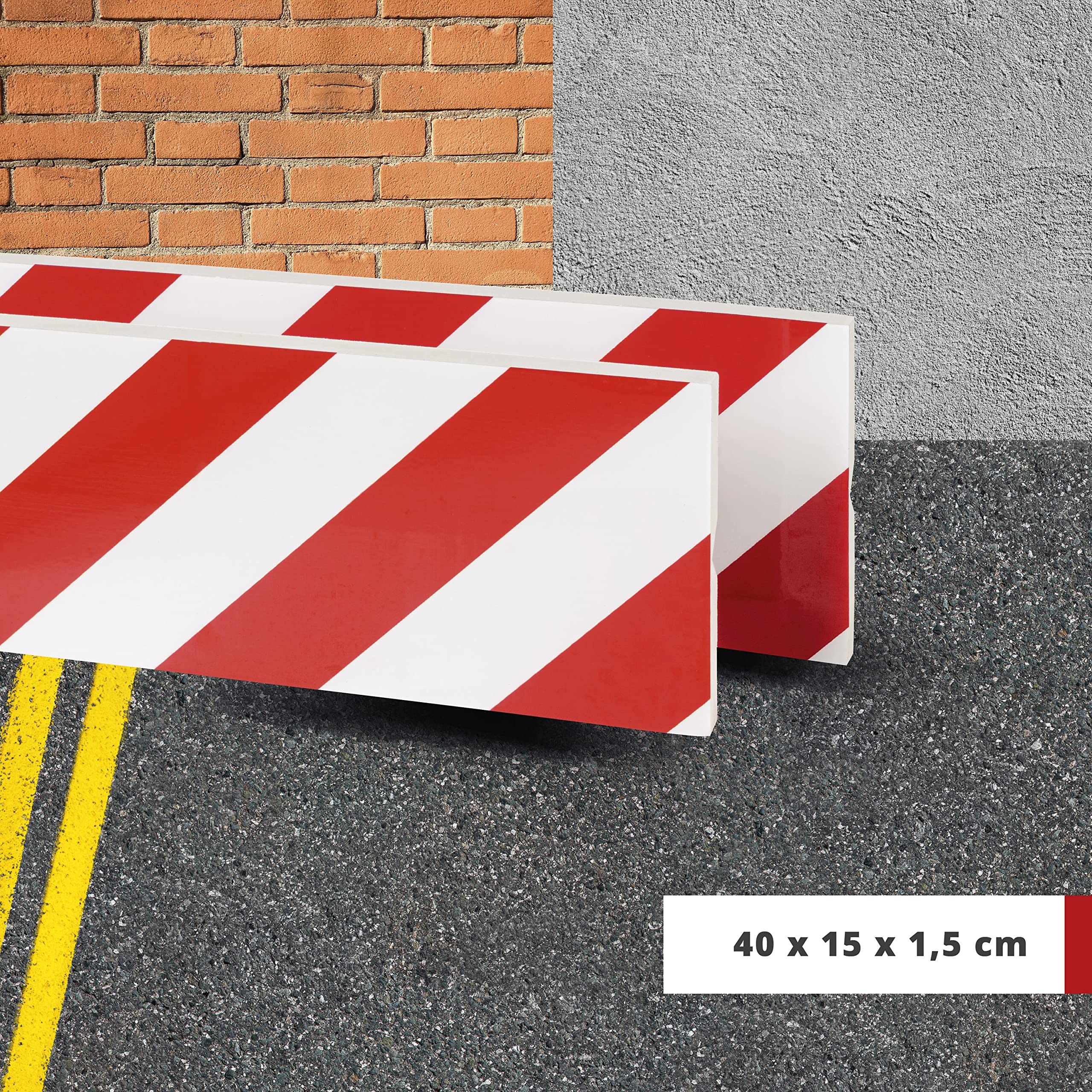Walser Garagen-Wandschutz Set 2-tlg - Auto Türkanten-Schutz Rot/weiß, Selbstklebend 40x15cm