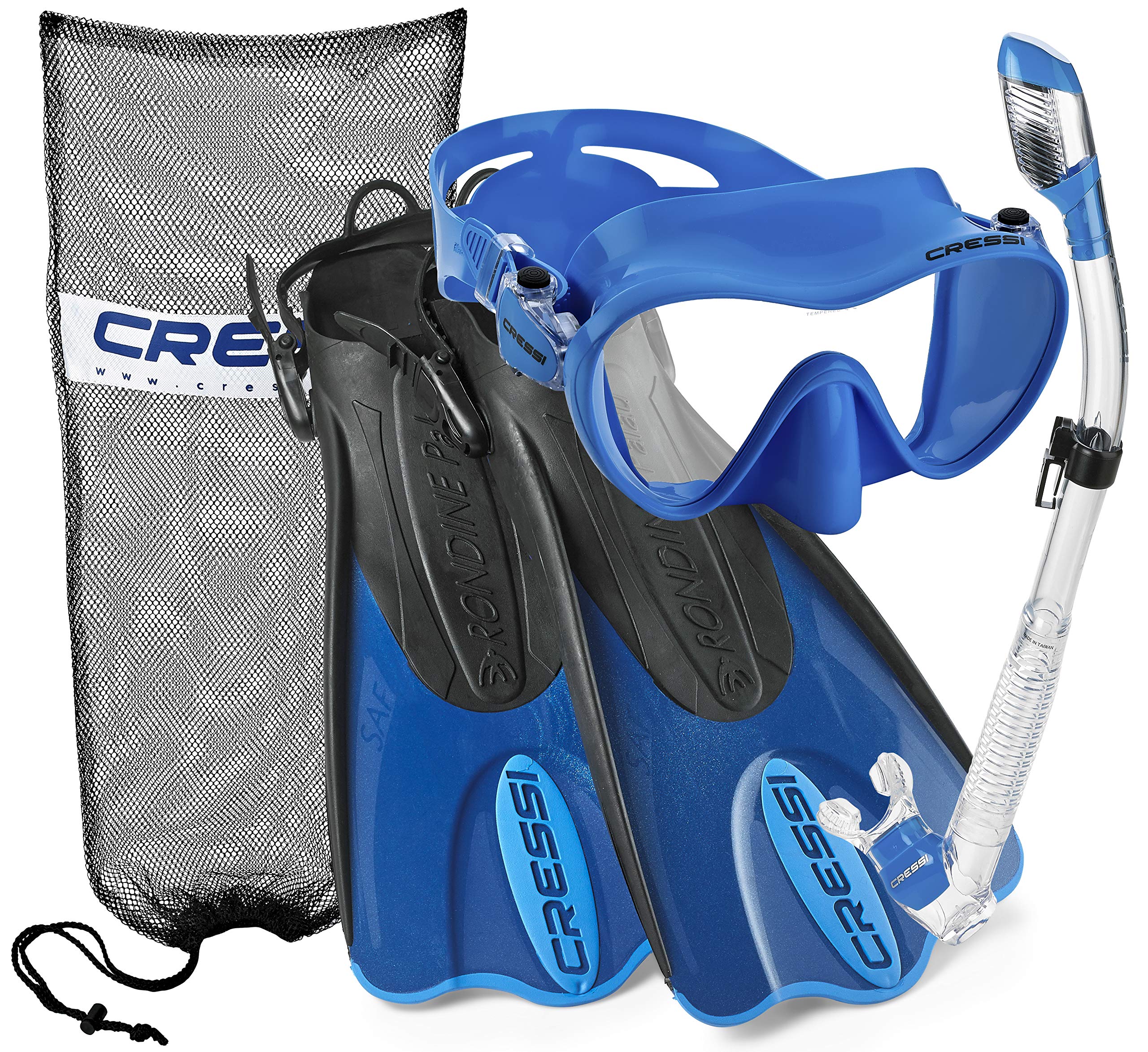Cressi Italian Design Premium Tempered Glass Lens Frameless Scuba Snorkeling Dive Mask, Dry Snorkel,