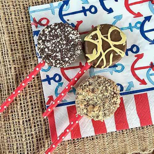 Miniatura 2 de Outside the Box Papers Pajitas de papel a rayas y lunares con temática de tartas de fresa, 7.75 pulgadas, paquete de 100 unidades, rojo, rosa, verde