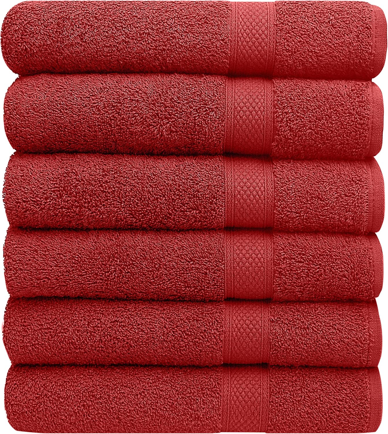 Pleasant Home Towels Set for Gym, Pool & Spa - 6 Pack – 24” x 50” | Bathroom Towels | Luxury Bath Towels | 100% Cotton | 500 GSM | Lightweight, Soft & Absorbent | Bath Towels Set of 6 | Red