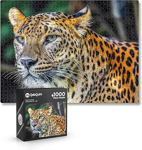 Miniatura 8 de QuizQuirk - Rompecabezas de 1000 piezas, rompecabezas de leopardo audaz para adultos/adolescentes (kit de ahorro de rompecabezas incluido)