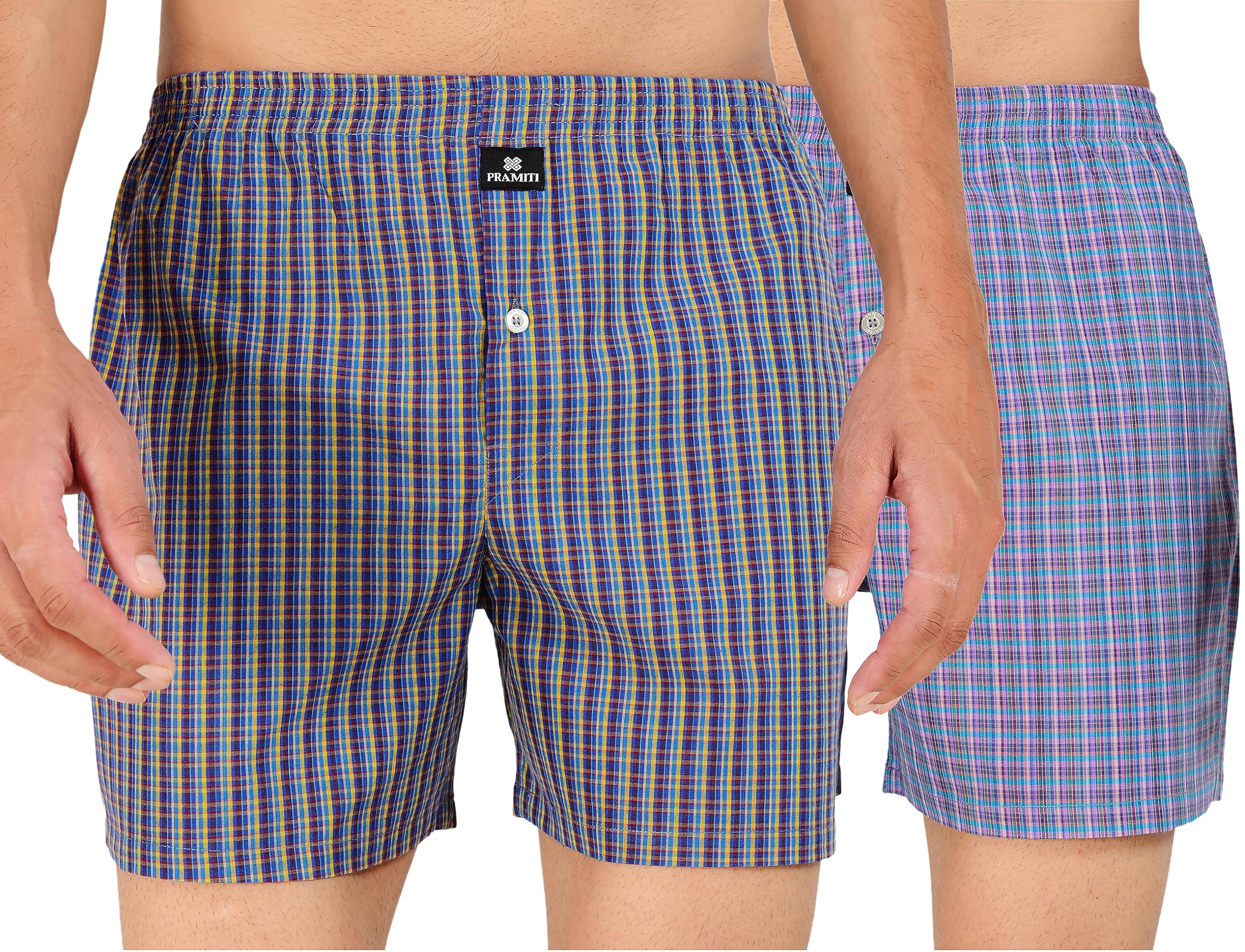 pramiti Men's Boxer in 100% Soft Woven Cotton Fabric Comfortable Underwear Briefs Shorts (Combo Pack of 2)-picture-34