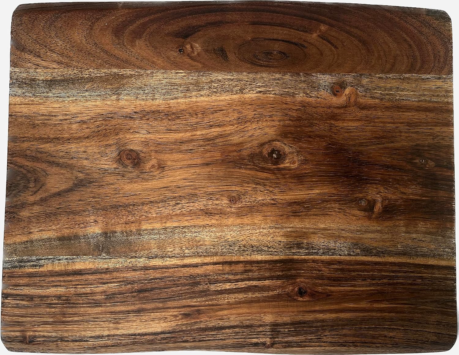 Brown Hand Crafted Live Edge Acacia Wood Cutting Board/Serving Tray | Butcher Block | Charcuterie Board | Chopping Board for Vegetables, Fruits and Meat - 15" x 12" x 0.75"