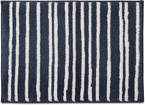 Vista 3 de Scott Living Ambrose Drylon Alfombra de baño Rayas azul china 21 x 34 pulgadas Supersuave Secado rápido Ultra absorbente Duradero