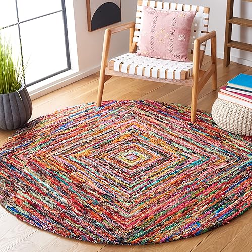 Miniatura 7 de SAFAVIEH Nantucket Collection - Alfombra de algodón abstracto hecha a mano de 4 x 6 pies multicolor