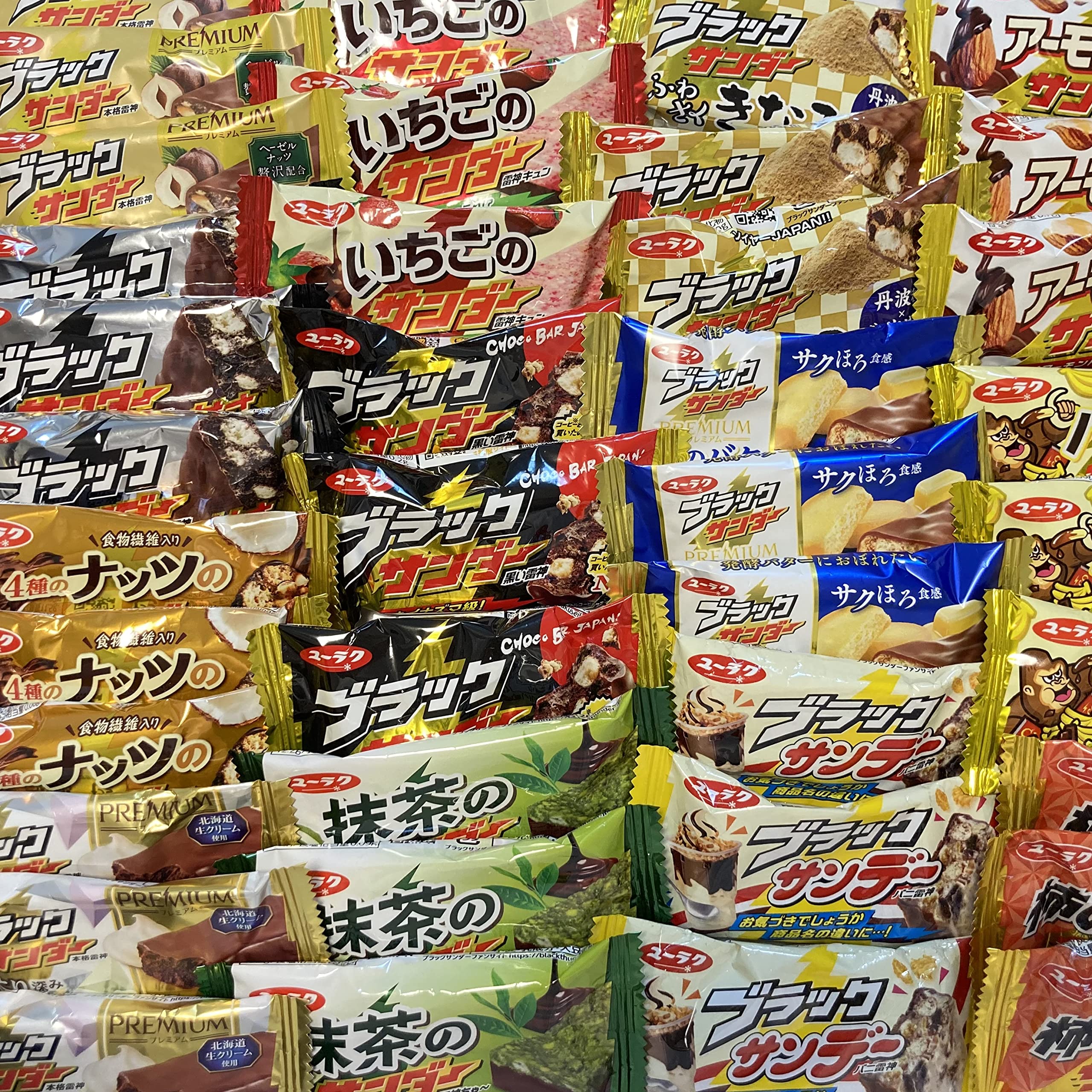 Amazon.co.jp: ブラックサンダー 6～9種類の味 40個入り【駄菓子屋さん