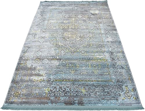 Miniatura 2 de Unique Loom Baracoa Collection - Alfombra Castro (4 pies 3 pulgadas x 6 pies, turquesamarfil)