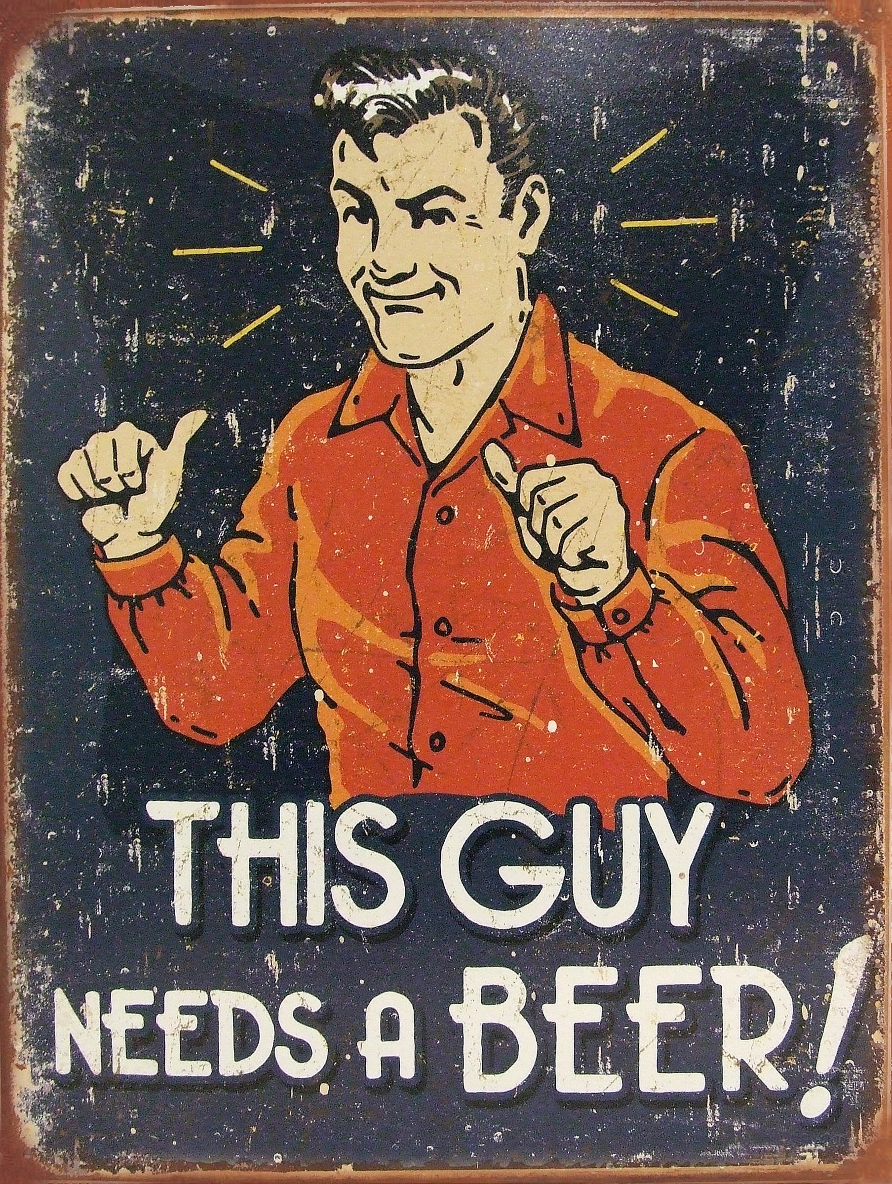 Shawprint Limited Mixed Colours This Guy Needs A Beer Retro Metal Tin Wall Plaque Sign Novelty Gift Home Bar Shed Man Cave (150Mm X 200Mm (6" X 8")