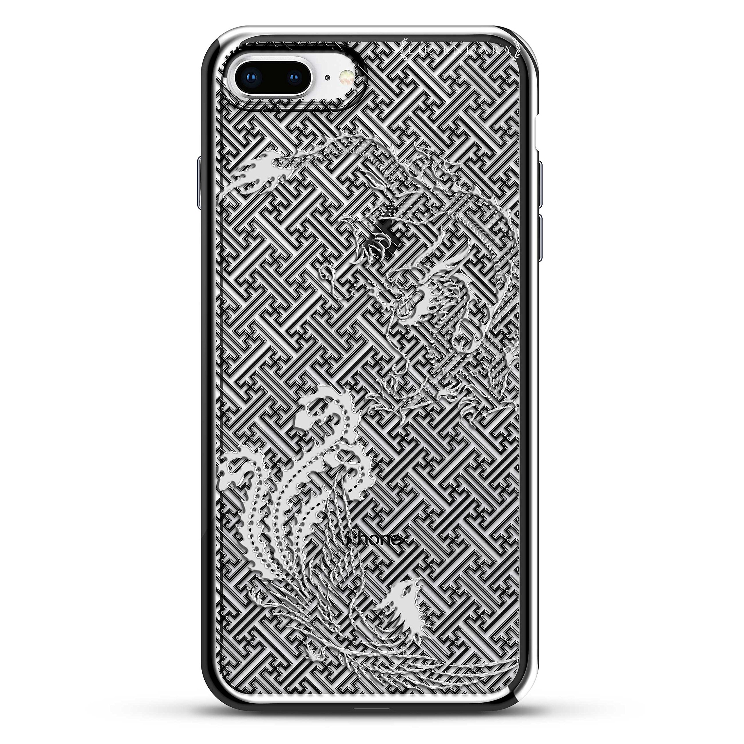 LUX-I7PLCRM-PHOENIX2 Chrome Series Case for iPhone 7 Plus - Dragon and Phoenix in Ying Yang Circle Design