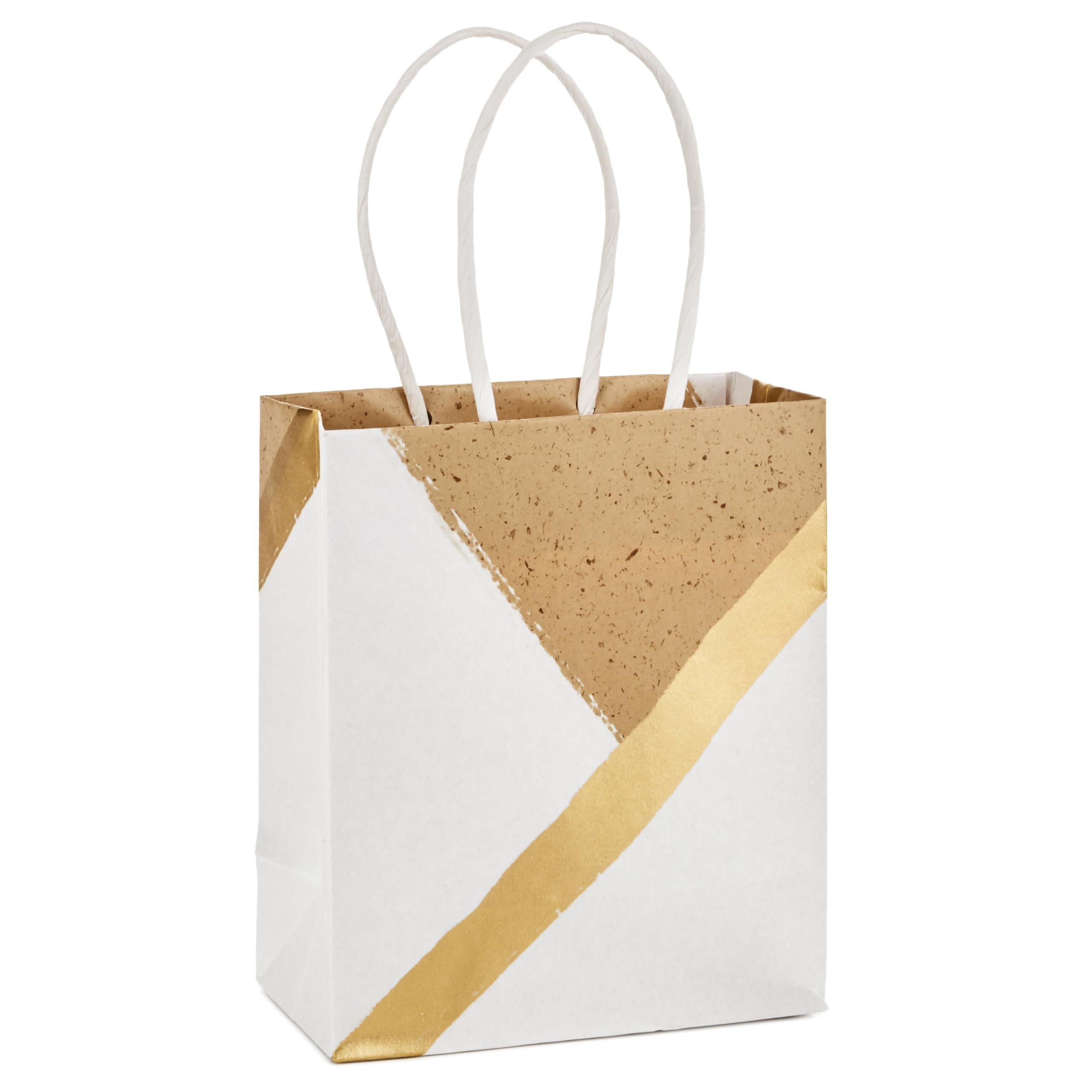 Hallmark 6" Small Paper Gift Bags, 8-Pack (White and Kraft) for Valentine's Day, Birthdays, Weddings, Graduations, Baby Showers, Bridal Showers, Care Packages and More