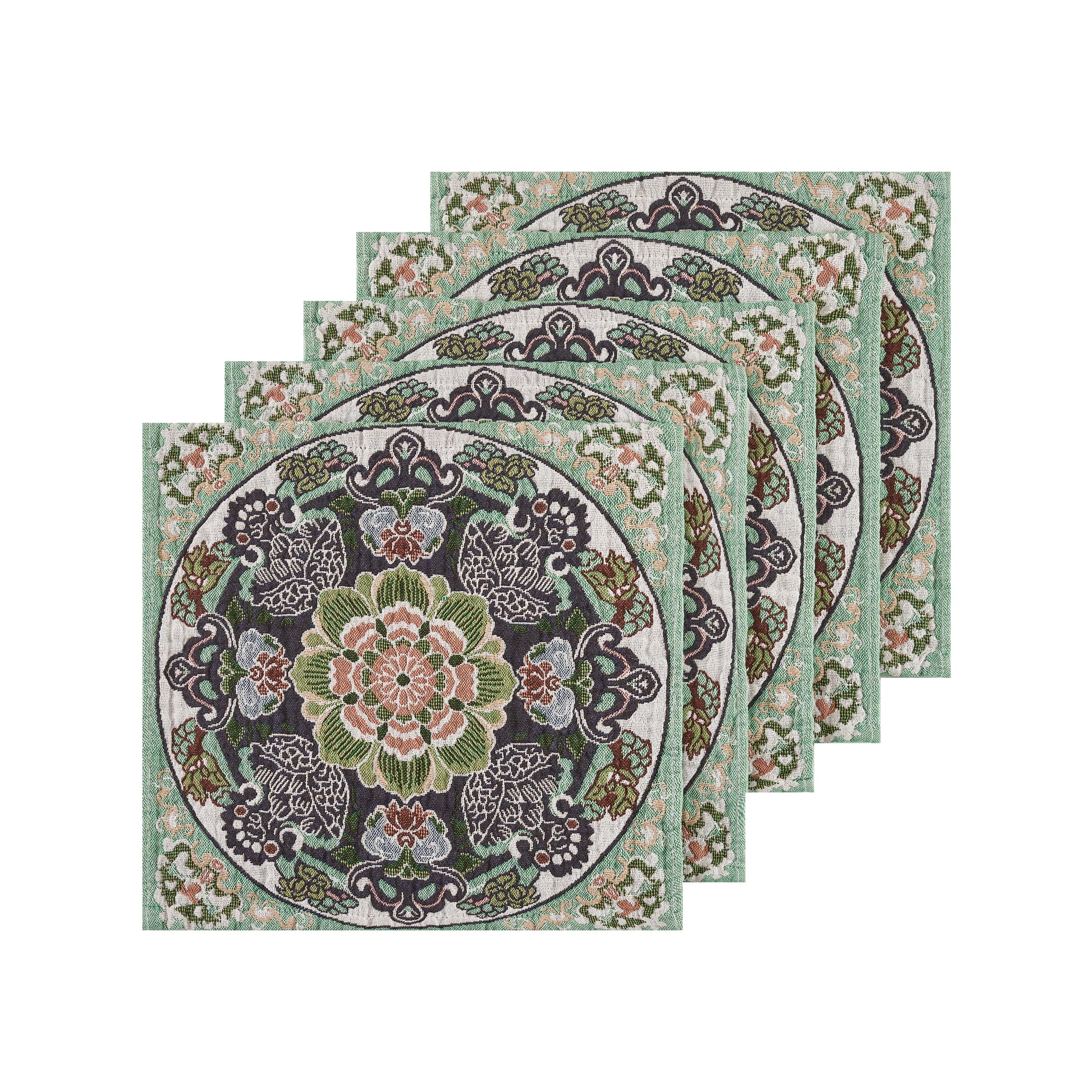 Bailix Double-Sided Kitchen Towels Set of 5, 100% Cotton 3-in-1 for Cleanliness and Highly Absorbent, Highly Absorbent Tea Towels 36 x 36 cm with Loops for Drying Hands, Wiping and Hanging Flower