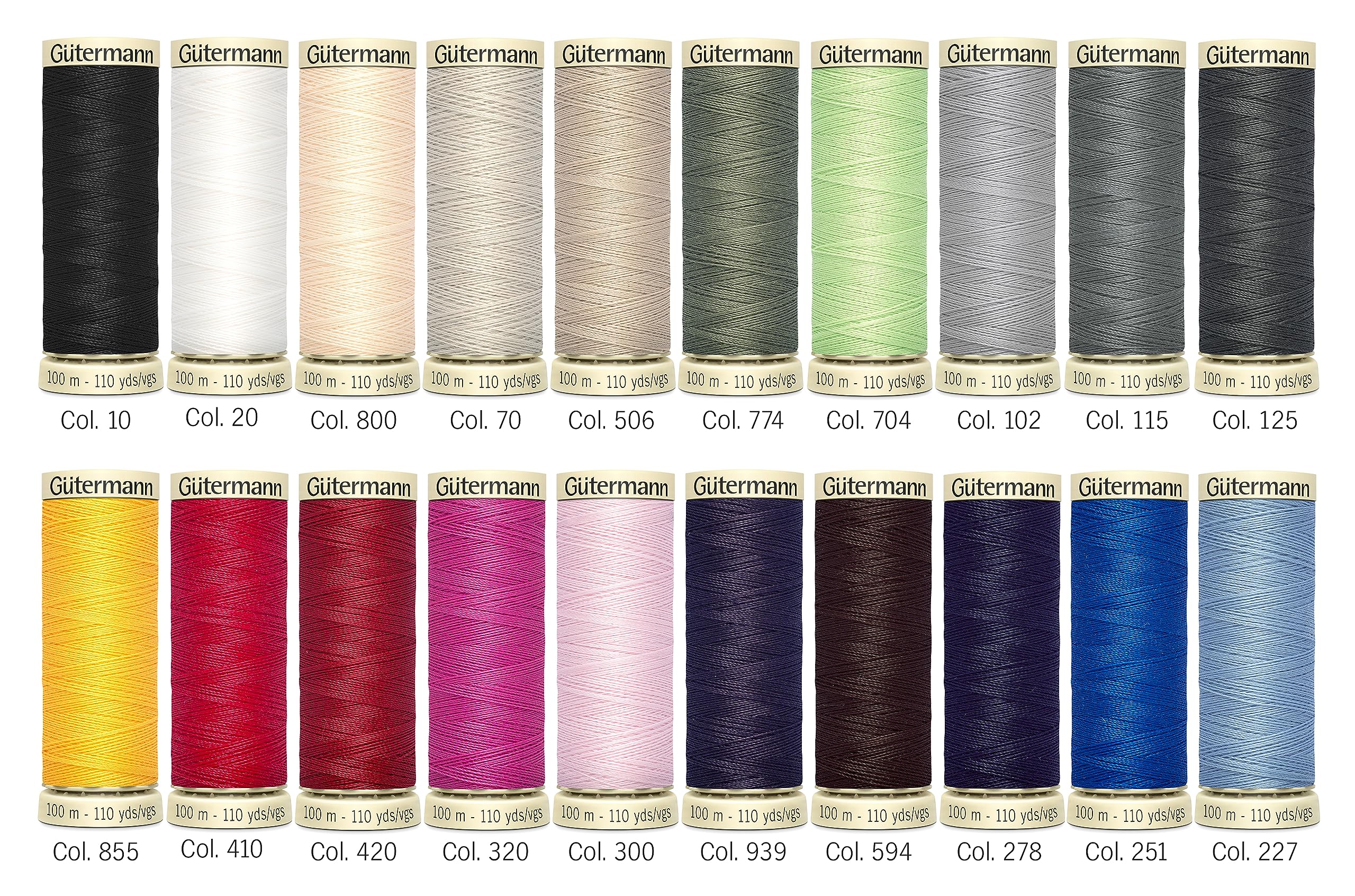 Gutermann - Set di 20 rocchetti di filo da cucito in poliestere