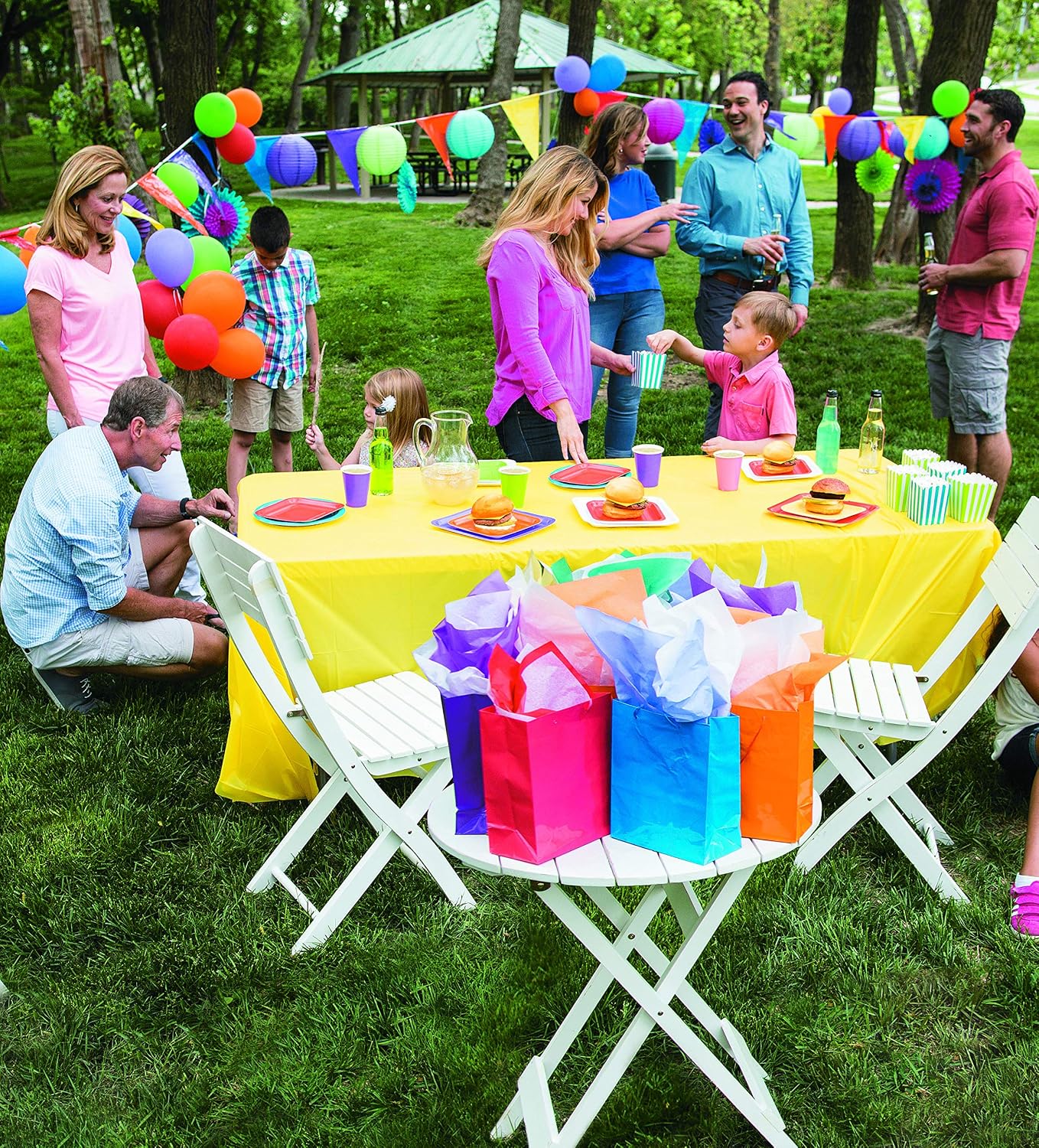 Fun Express Medium Neon Gift Bags, 1-Dozen, 9-Inch Tall