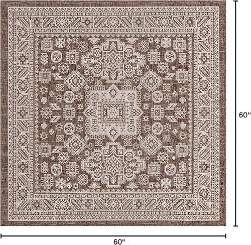 Miniatura 198 de Rugs.com Outdoor Aztec Collection Alfombra – 4 x 6 pies alfombra de tejido plano gris carbón perfecta para salas de estar, grandes comedores, planos