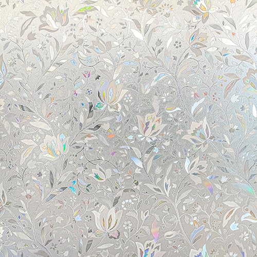 Película de privacidad para ventana tulipanes 3D pegado para ventana sin pegamento película autoadhesiva para ventana 1575 x 118 pulgadas