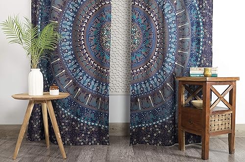 Miniatura 7 de Popular Handicrafts Paneles de cortina de mandala de color granate, hippie indio, bohemio, hermoso elefante