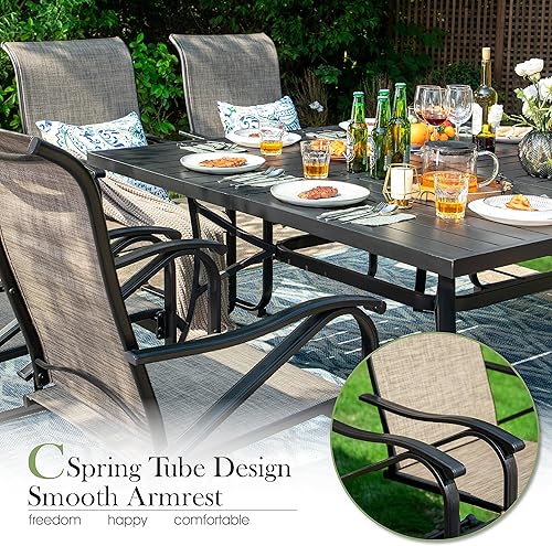 Miniatura 6 de Sophia  William Sillas de comedor de patio sillas de movimiento de resorte C para 6 sillas de patio de respaldo alto textileno de secado rápido para