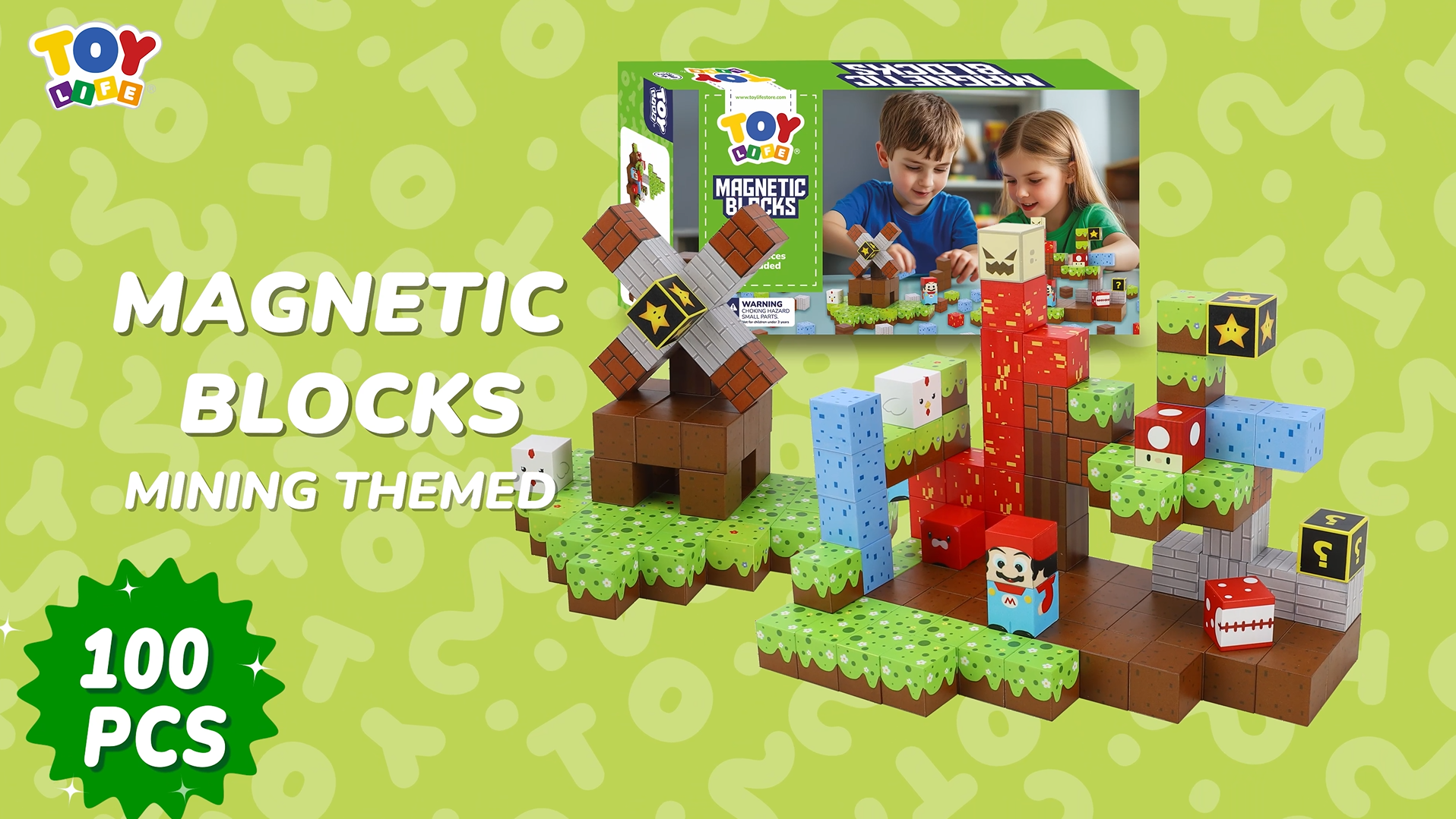 Amazon.com: TOY Life 100-Piece Magnetic Cube Set, Mining World