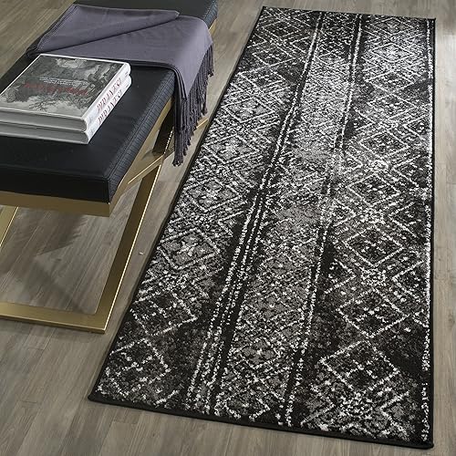 Miniatura 8 de Colección Safavieh Adirondack ADR111A - Tapete bohemio envejecido contemporáneo plateado y negro 26 x 10