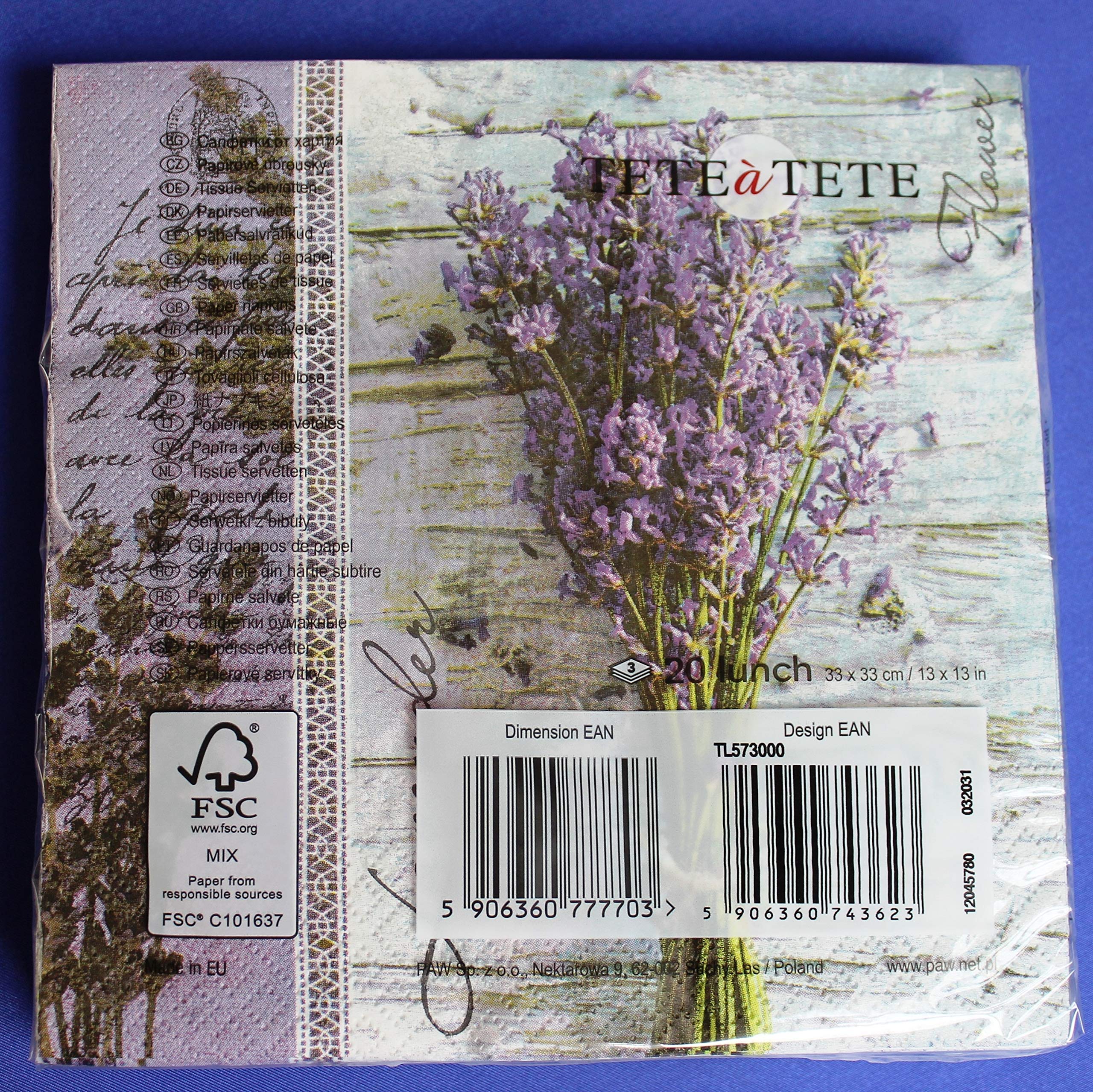 Tovaglioli carta Cm. 33x33 Bouquet - Blister 20 pezzi