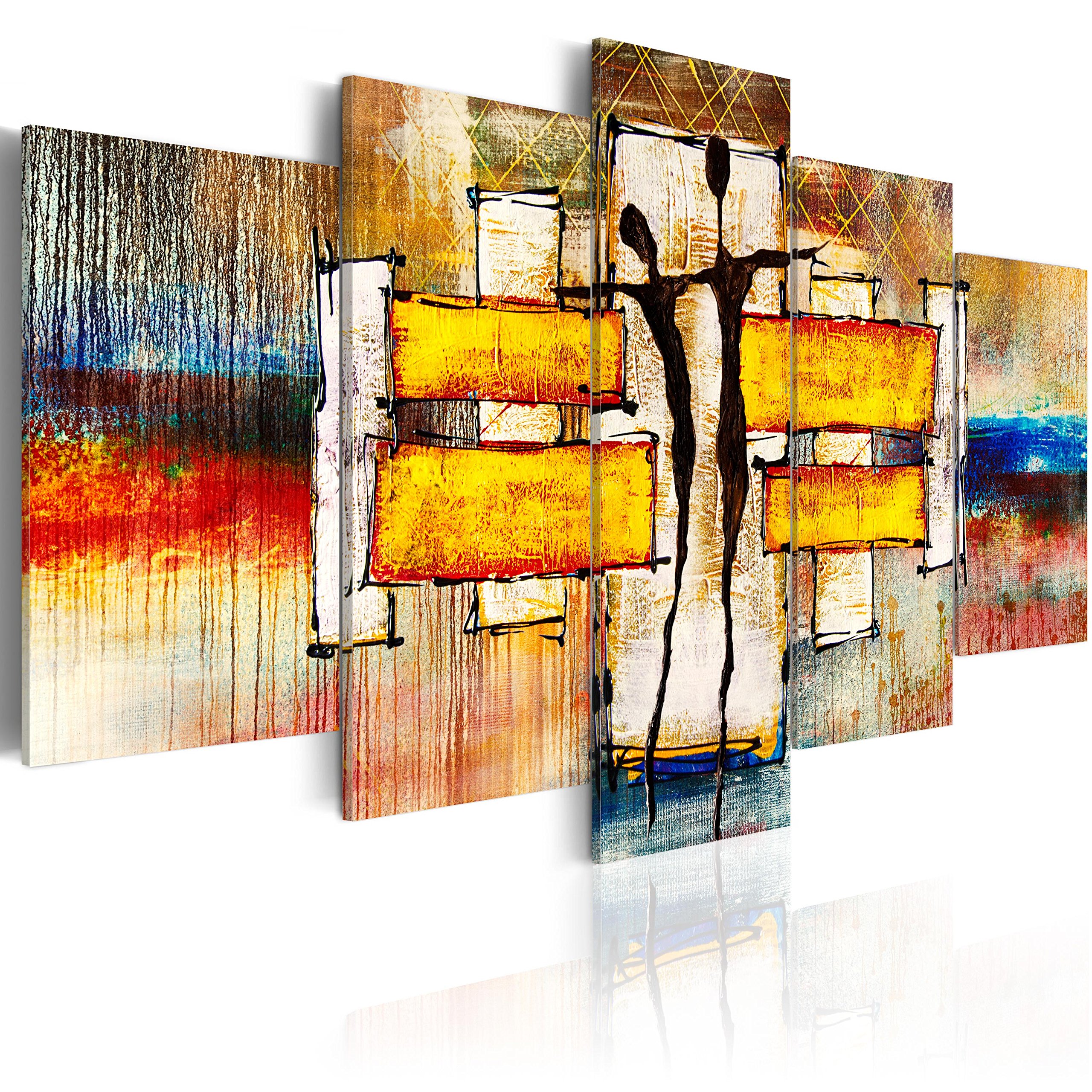 Cuadros B&D XXL - Cuadro en Lienzo Abstracto 150x75 cm 5 piezas - Impresión en material tejido no tejido cuadros decoracion salon modernos lienzos decorativos dormitorios - Africa Mujer h-A-0077-b-o