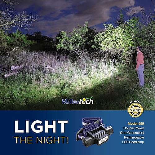 Miniatura 4 de #555 - Doble potencia - Linterna frontal LED CREE recargable, 1800 lúmenes, carga USB-C, IPX6 impermeable, atenuación continua, incluye cable USB y