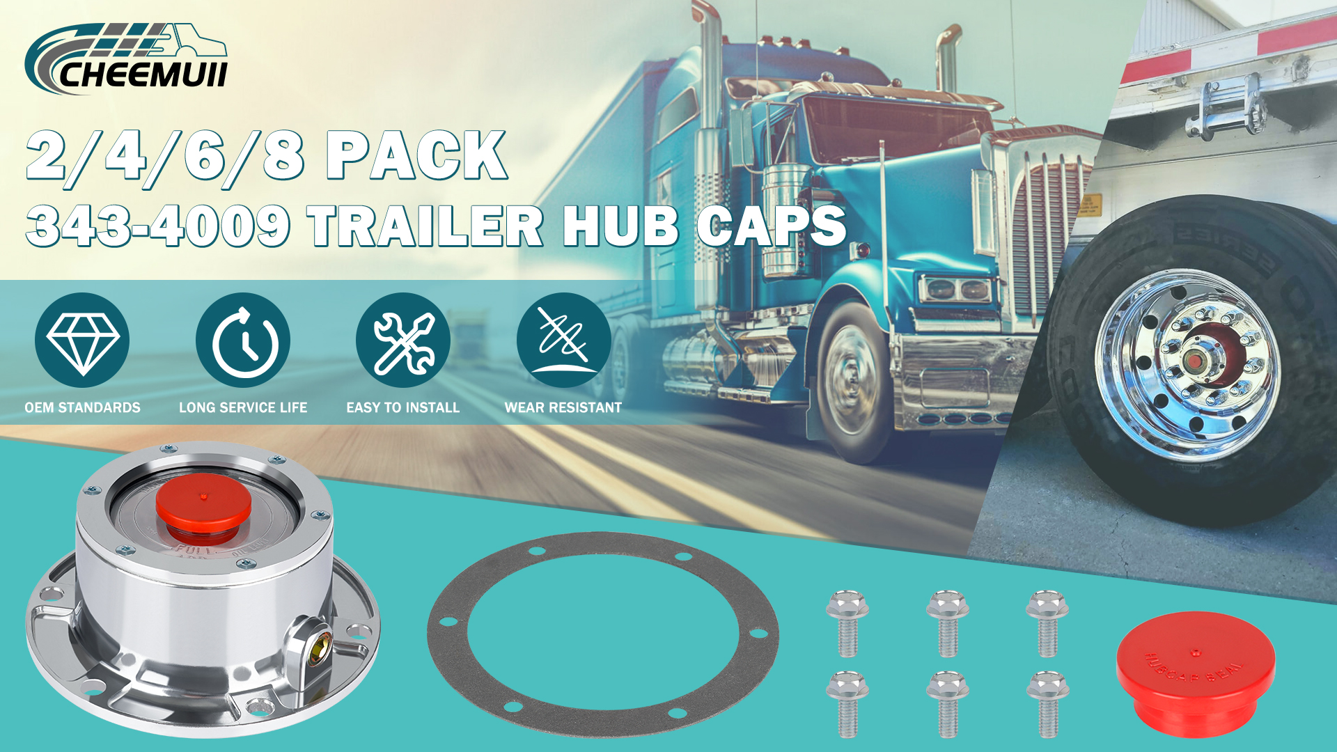 Amazon.com: CheeMuii 343-4009 Trailer Hub Cap 4 PCS 3434009