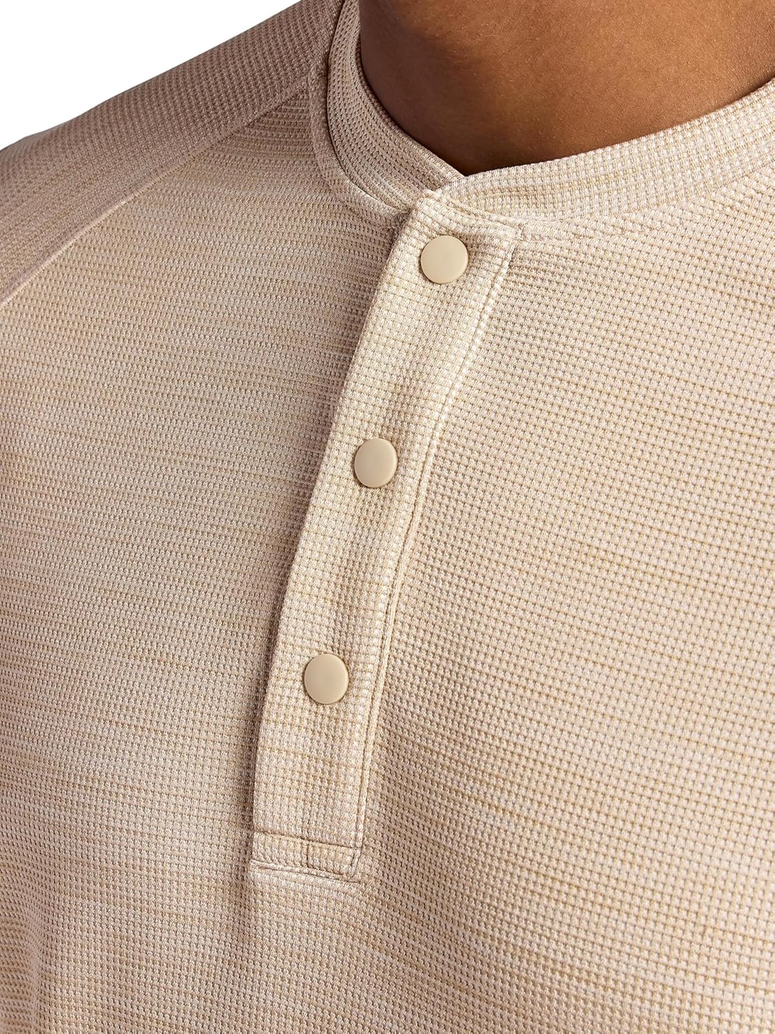 Gaiam Mens Cozy & Cool Henley Shirt, Standard Fit, Stretch Midweight Micro Waffle Jacquard Material - Image 5