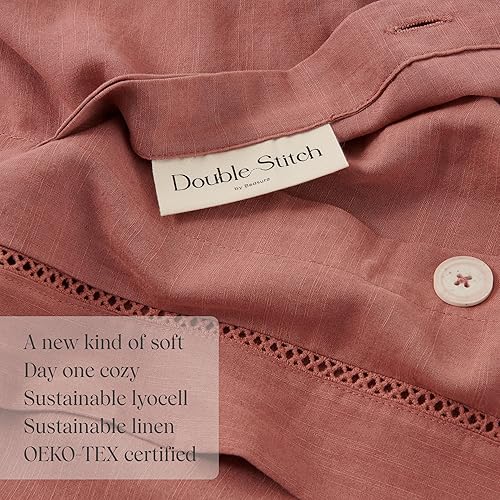 Miniatura 4 de Juego de funda de edredón y sábanas de lyocell de lino, juego de ropa de cama suave con material natural, perfecto para regalo de inauguración de la