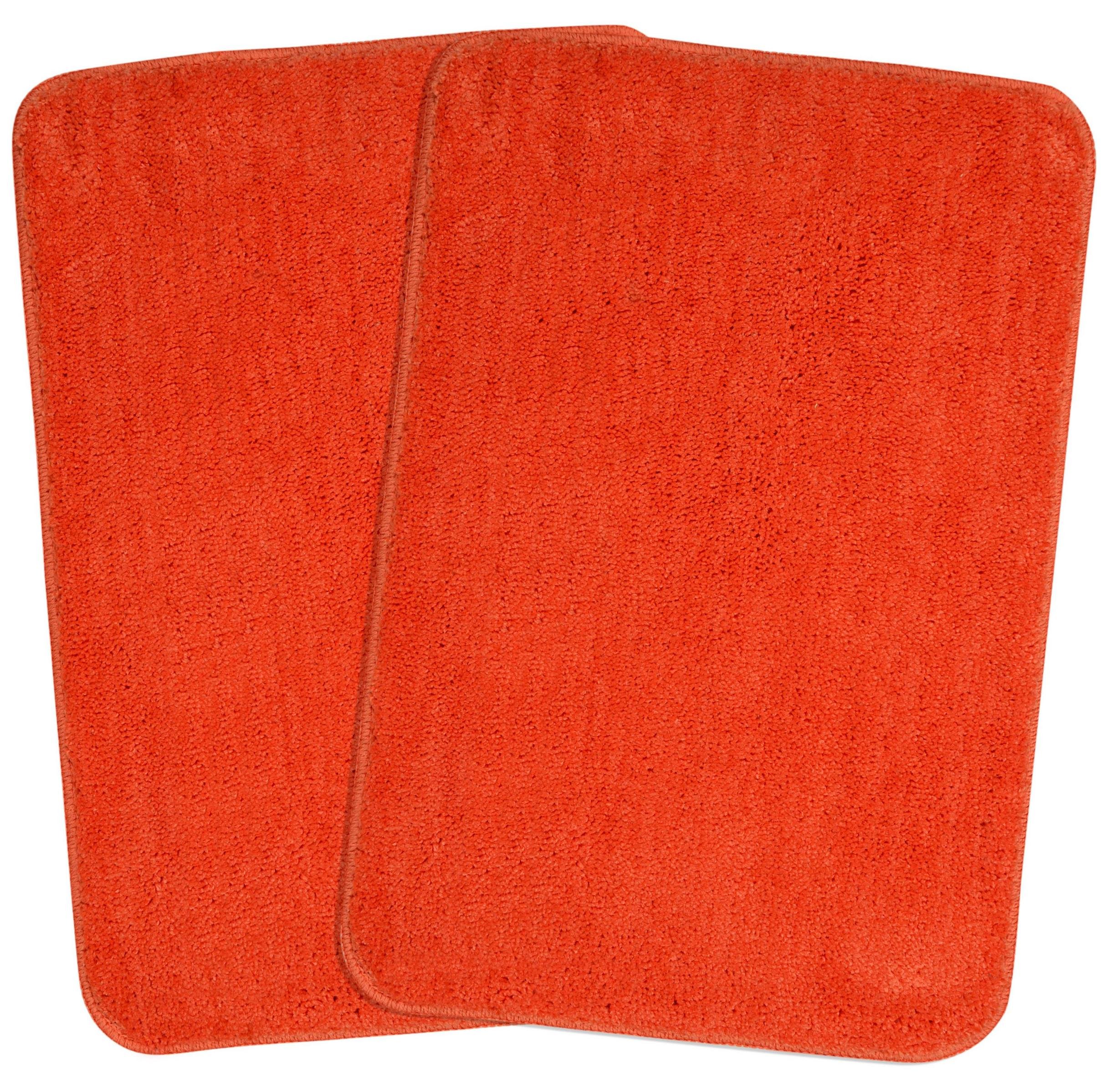 SARAL HOME EASY LIVING Saral Home Microfiber Anti-Skid Rectangular Bath Mat Pack Of 2 (Orange, 40X60 Cm)