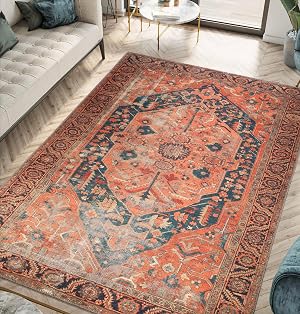 Keen Home Design 9x12 Rug - Machine Washable Area Rug with Non-Slip Backing Ideal for Living Room Dining