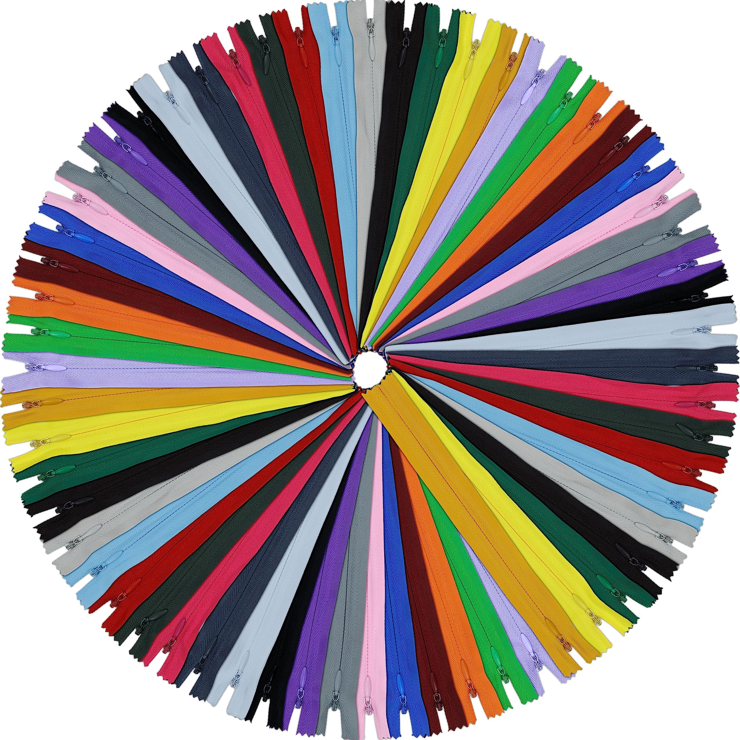 YAKA 60pcs Nylon Invisible Zippers Tailor Sewing Tools Garment Accessories 14 inch Invisible Zippers 20 Color