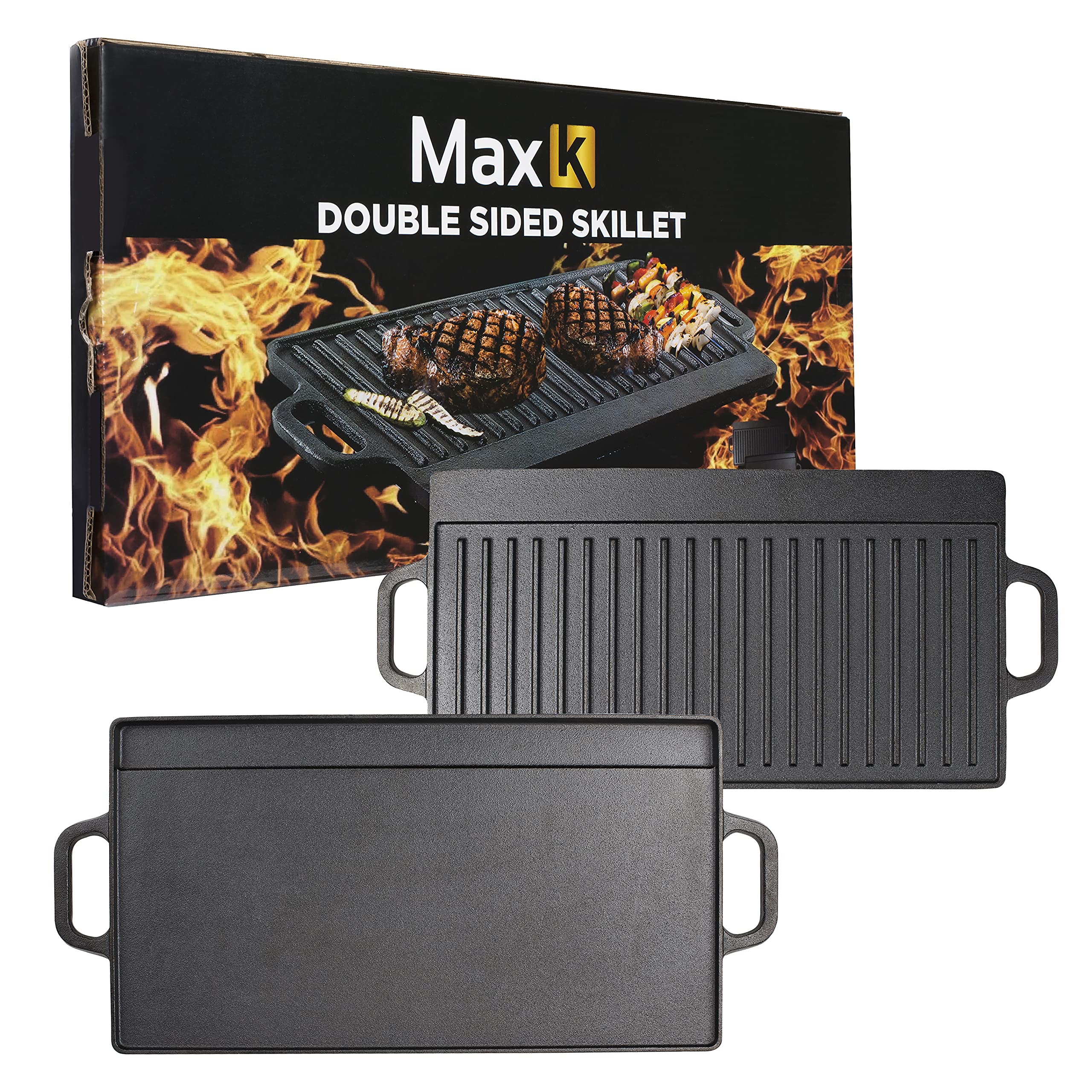 Buy Max K 2in1 Cast Iron Grill & Griddle PreSeasoned Reversible