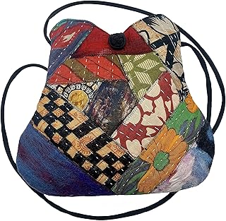 Cross Body Shoulder Bag made from Recycled Kantha Quilted Cotton Sari Fa...