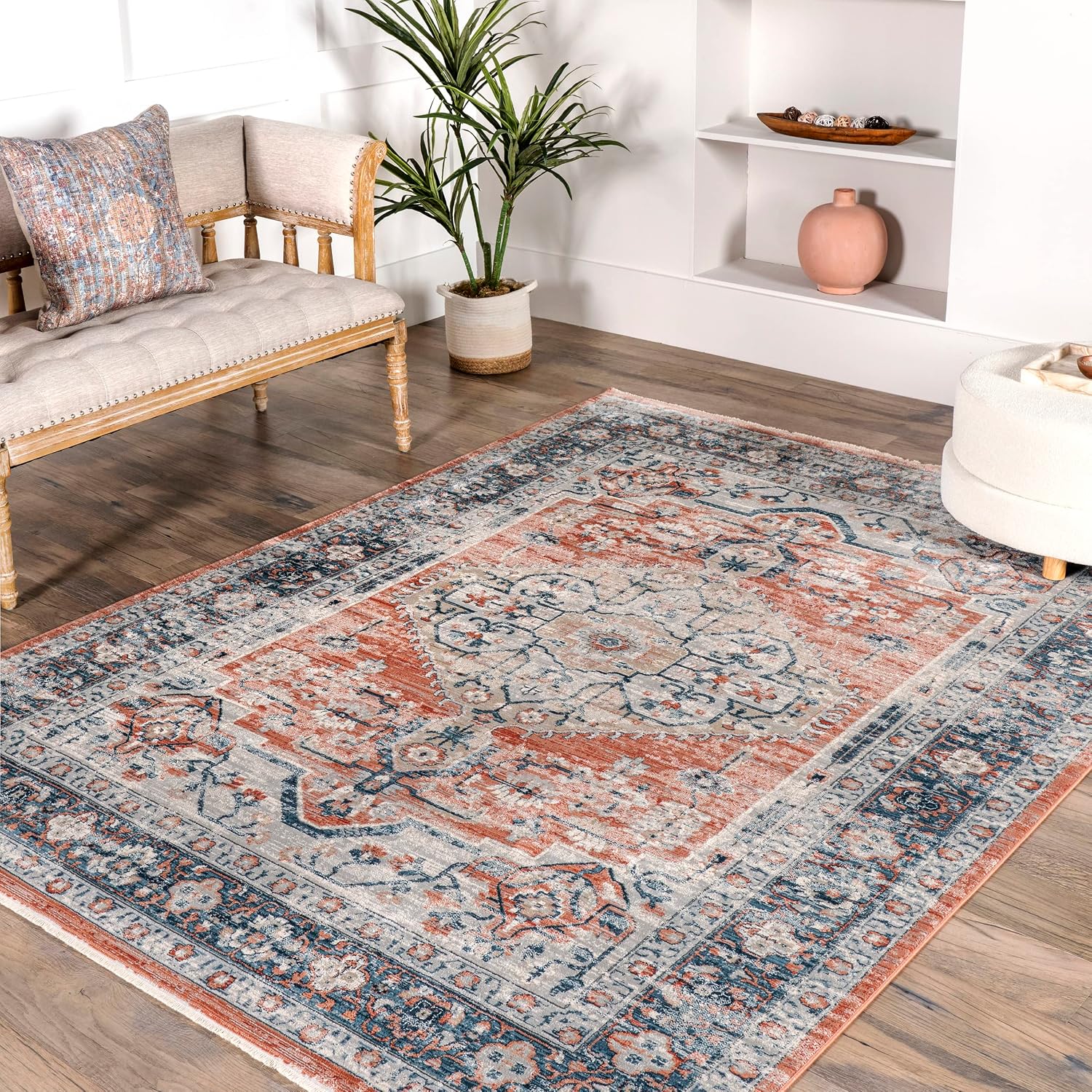 nuLOOM Zara Vintage Medallion Area Rug, 5' 3" x 7' 3", Orange