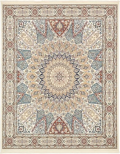 Miniatura 3 de Unique Loom Colección Narenj Adams - Alfombra rectangular (8 x 10 pies, color marfilborgoña)