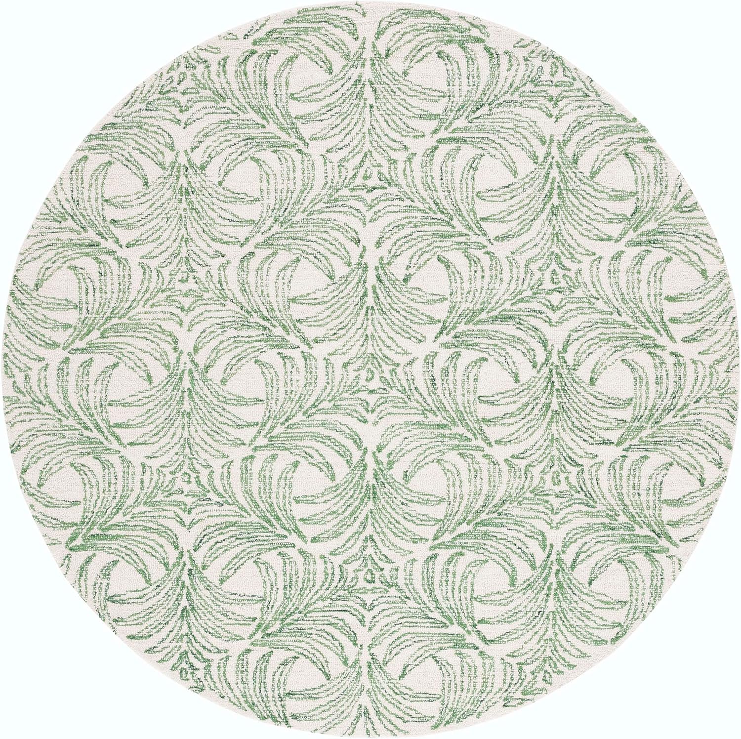 Martha Stewart x SAFAVIEH Area Rug Collection - 6' Round, Ivory & Green, Handmade Wool, Ideal for Living Room, Bedroom, Office, Dining Space (MSR3528Y)