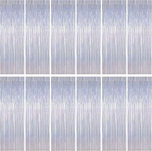 Miniatura 39 de Paquete de 2 telones de fondo de oropel rojo, cortinas de flecos de 3.28 pies x 7.05 pies, decoraciones de fiesta para aniversarios de boda