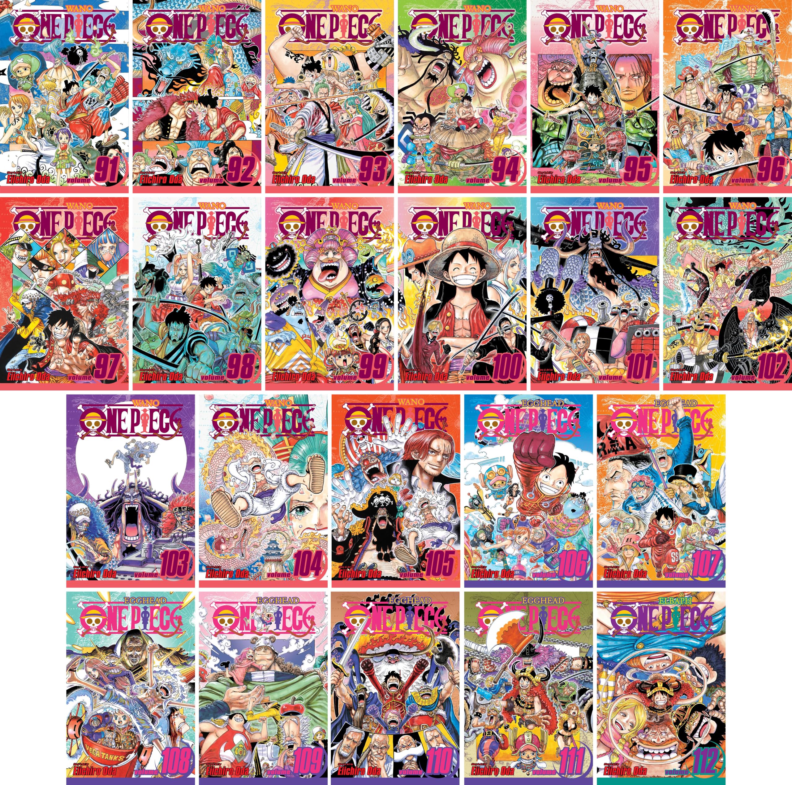 One Piece Series (Volumes 91-112) Manga Set, by Eiichiro Oda (22